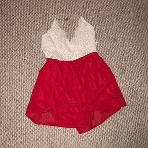 Red and white romper